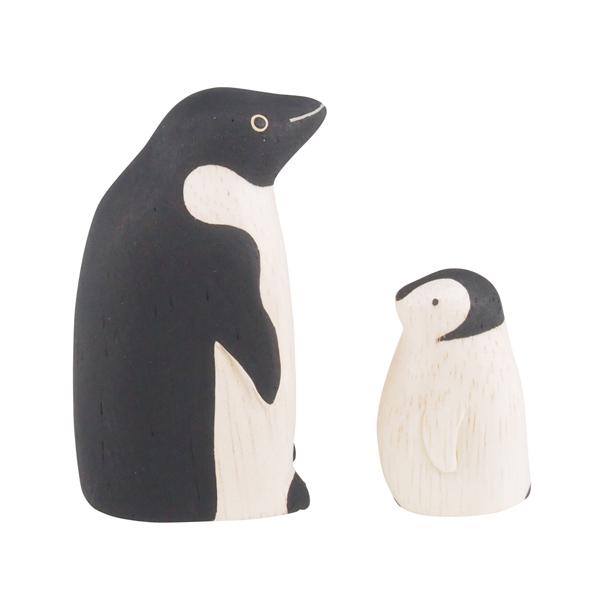 親子 ペンギン ぺんぎん Penguin インテリア 置物 木彫り 木製 動物