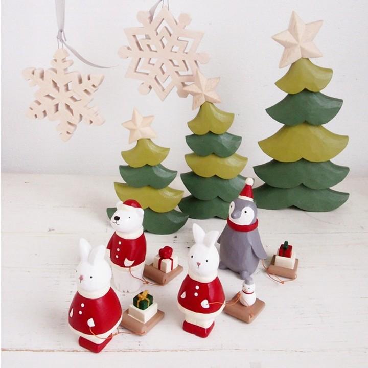クリスマス ツリー 木彫り 木製小物 雑貨 置物 おしゃれ かわいい サンタ オーナメント 北欧 サンタクロース オブジェ ディスプレイ 飾り