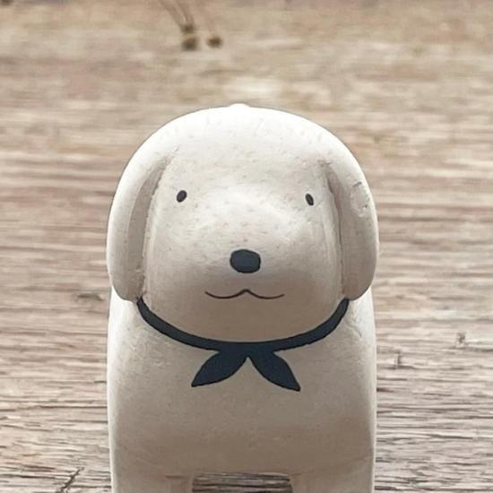 ダックスフンドの木彫り ホワイト ダックスフンド 犬 ワンコ Dog