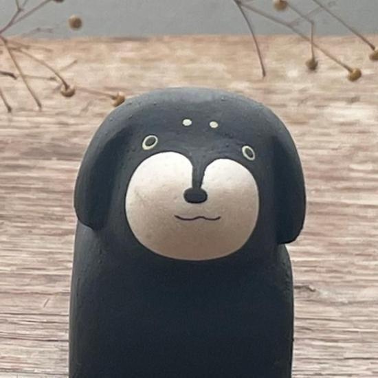 ダックスフンドの木彫り ブラック ダックスフンド 犬 ワンコ Dog