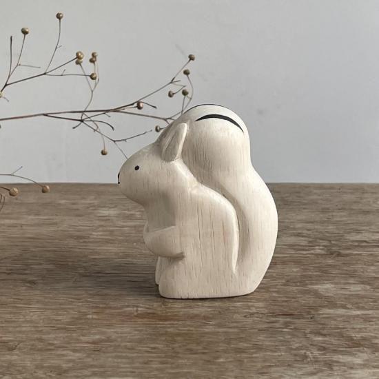 りすの木彫り リス りす Squirrel 木彫り 置物 アニマル かわいい