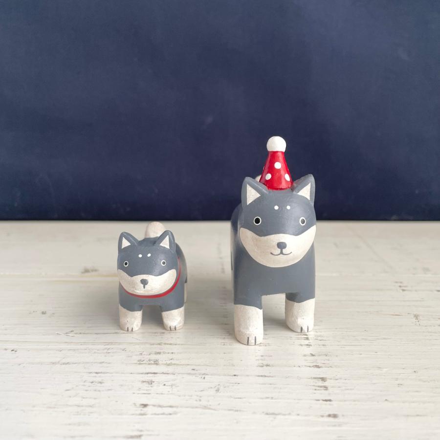 クリスマス 雑貨 X'mas 小物 置物 木彫り 柴犬 犬 しばけん おしゃれ