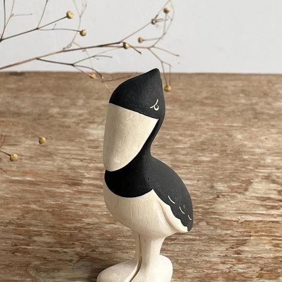 ハシビロコウの木彫 インテリア 置物 木彫り 木製 動物雑貨 可愛い