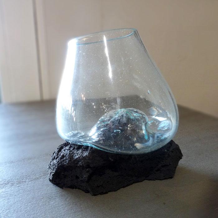ガラスべース 花器 溶岩 ガラス Mサイズ オブジェ アクアリウム