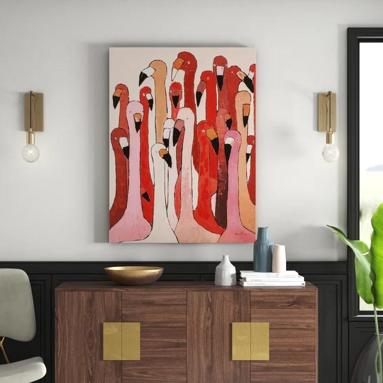 アートパネルフラミンゴミーティング 120x90cm タッチド