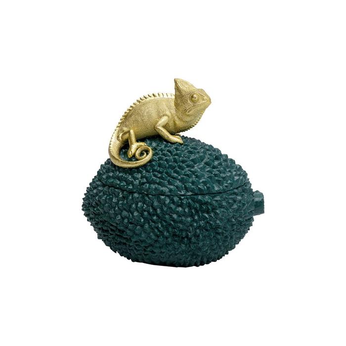Colmore カメレオン デコボックス グリーン カメレオン デコボックス 小物入れ 爬虫類 おしゃれ 金 グリーン