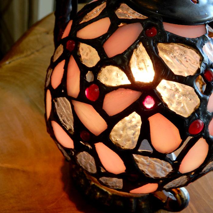 ピンクの藤 ステンドグラス ランプ ランプ「藤」 | 川島政則ステンドグラス工房