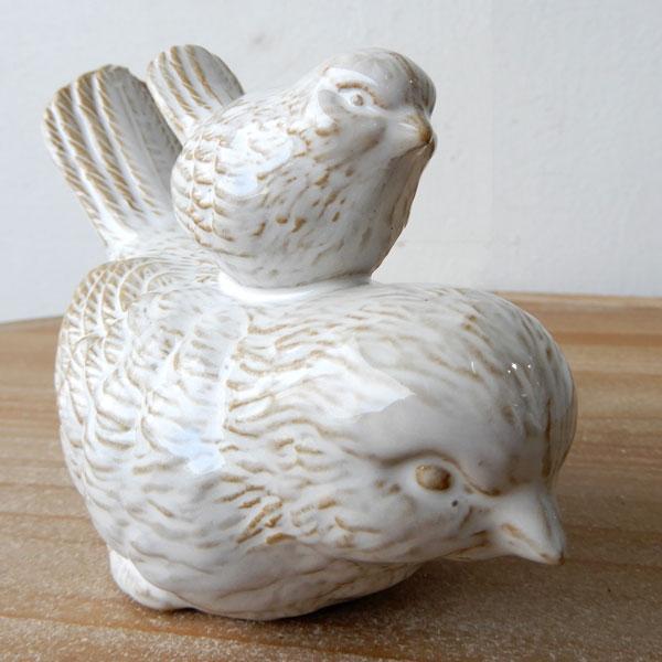 Bird parent and child 小鳥 置物 鳥 陶器製 おしゃれ かわいい 親子の