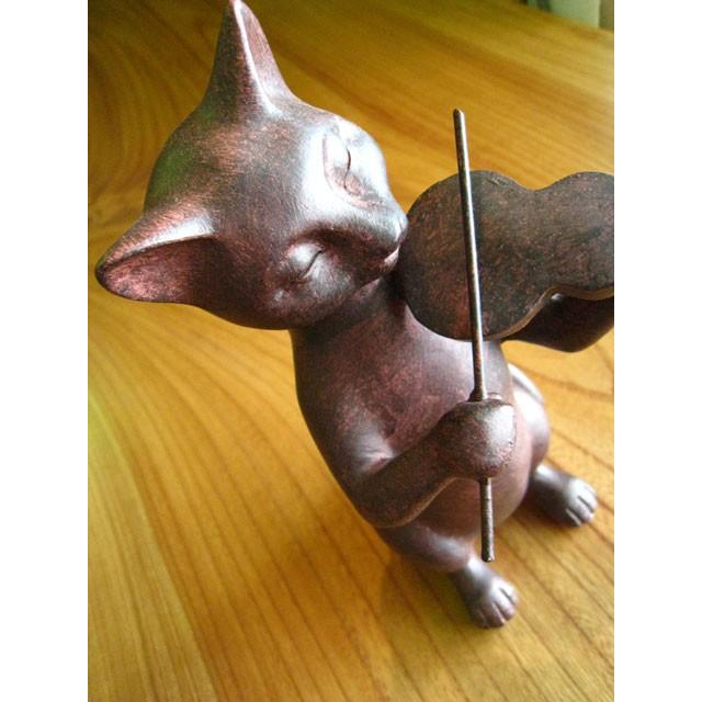 Rust Cat バイオリン ネコ置物 ねこグッズ 猫雑貨 ギフト : 手づくり