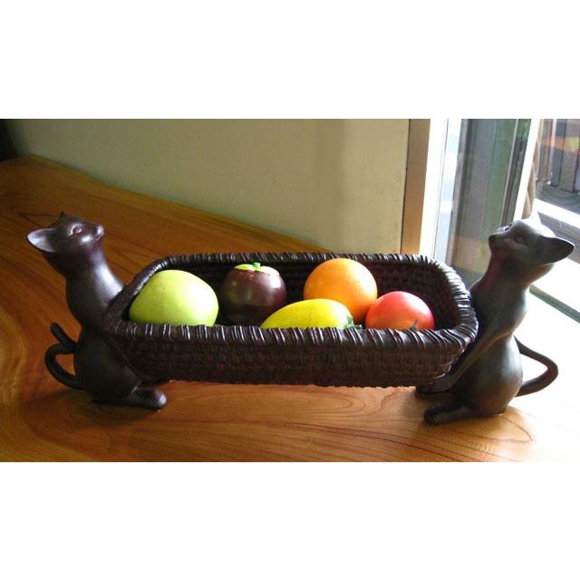 Rust2Cat バスケット ネコ置物 ねこグッズ 猫雑貨 アンティーク風