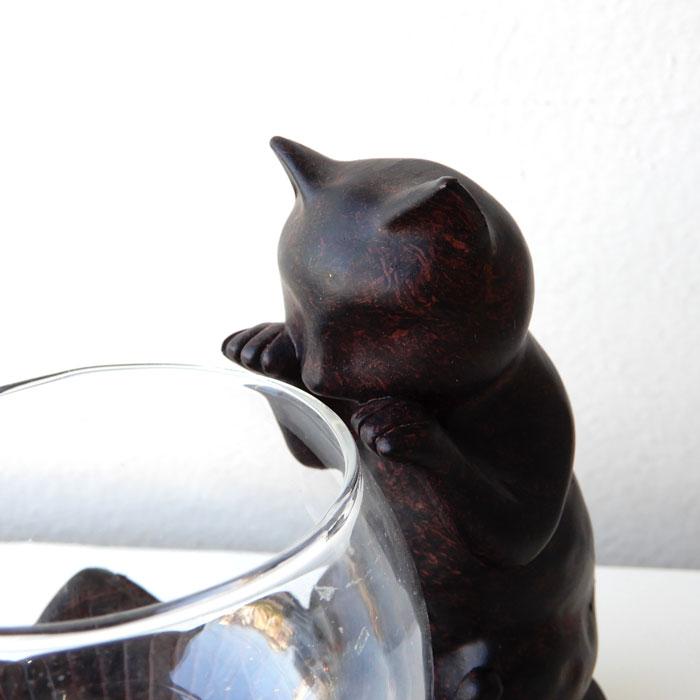 のぞき猫 ミニフラワーベース 小物入れ ネコグッズ 猫雑貨 ギフト プチ