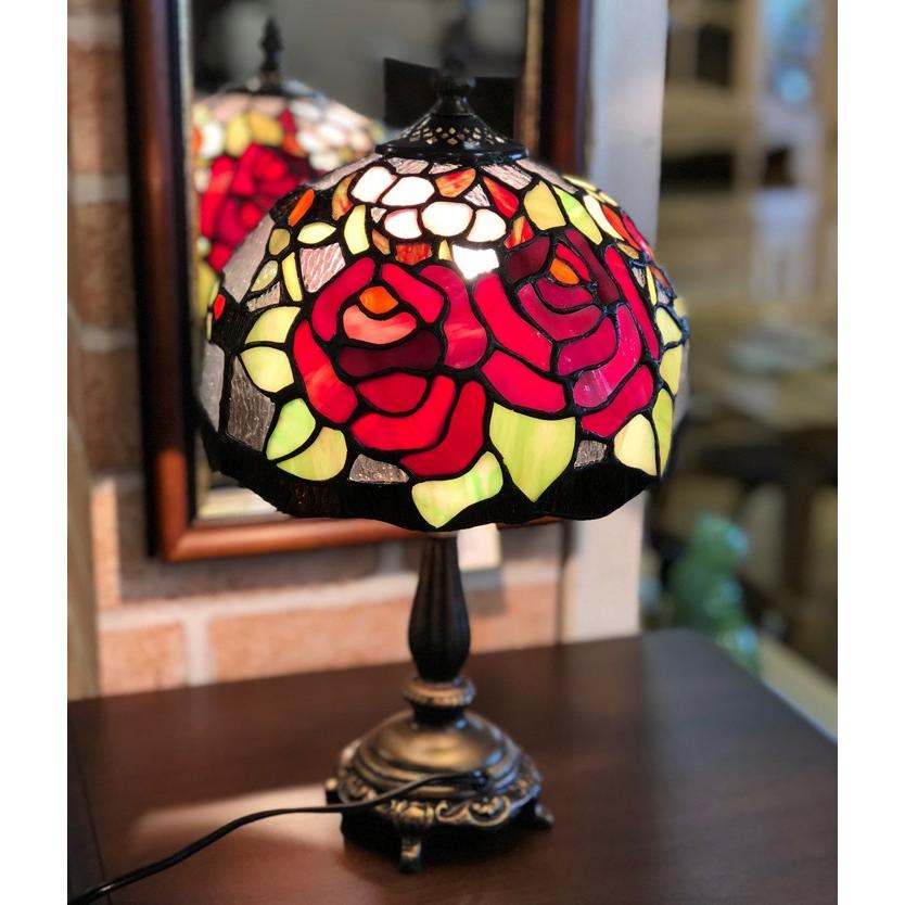 ◎アンティーク ステンドグラスの花柄テーブルランプ (テーブル ◎アンティーク ステンドグラスの花柄テーブルランプ (テーブル
