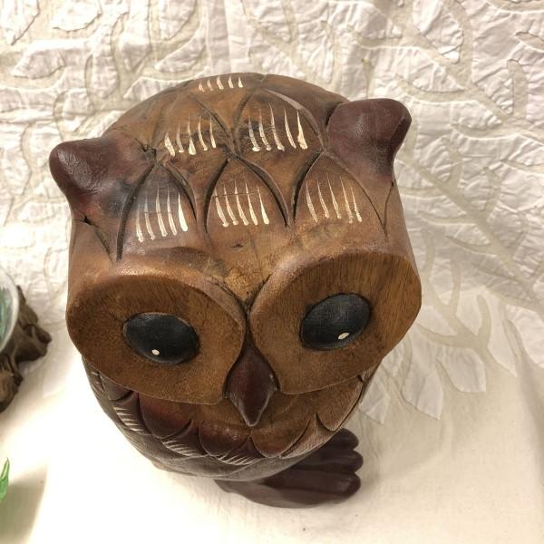 ふくろう フクロウ 置物 木彫り 木製 おしゃれ インテリア雑貨 梟 開運