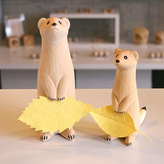 木彫り おこじょ まちぼうけ おこじょ 小 うぃるびぃ工房 北海道 旭川