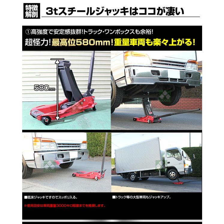 超特盛ミラクルプライス 3トン ガレージジャッキ フットペダル付 3t スチールジャッキ 低床 スチール製 油圧ジャッキ フロアジャッキ PowerBuilt パワービルト 【E2854495091】(18216円)