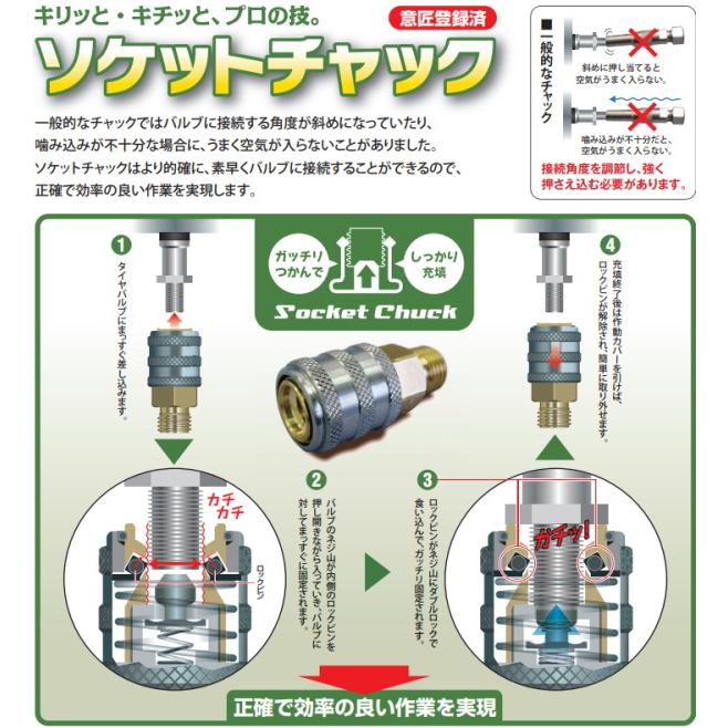 旭産業 ゲージボタルEX AGE-600 + C-B62 ソケットチャック [本体＋チャックセット品] (旧AG-8006-14) 乗用車用 アサヒ タイヤゲージ｜wood3-ya｜03