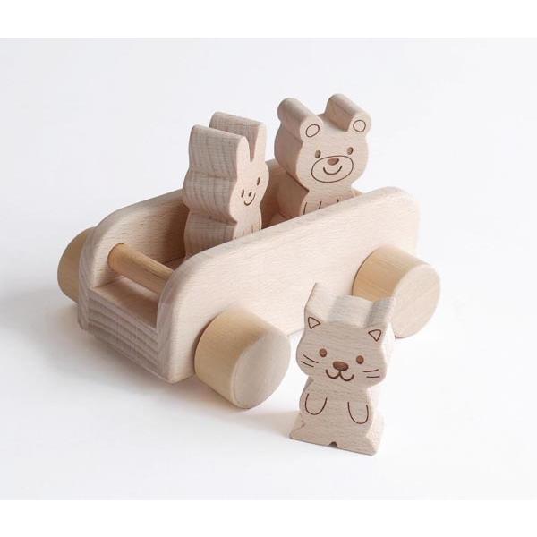 木製玩具 木のおもちゃ 森のアニマルバス　日本製｜wood｜02