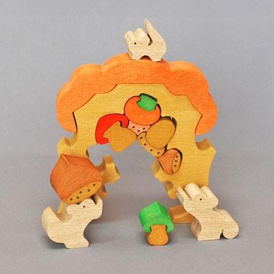 木のおもちゃ　横山組み木工房　木製　組み木　りすの家｜woodayice｜02