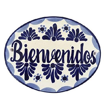 国内 海外 インポート品 お取り寄せ 送料無料大きな家' Bienvenidos 'タラベラセラミックタイルサイン  ハンドメイド  10  x 7.5 マルチカラー