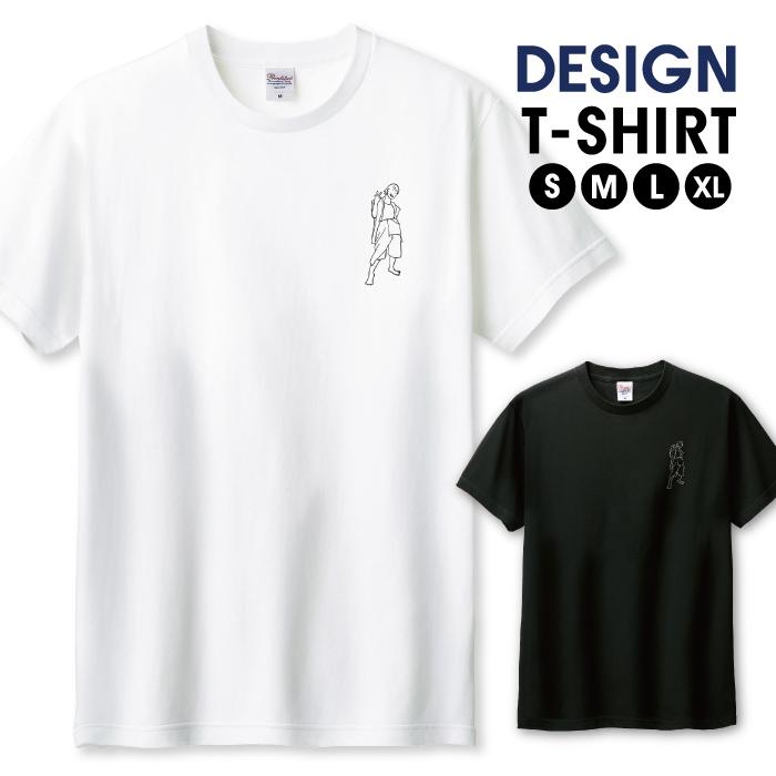 Tシャツ メンズ ユニセックス ホワイト ブラック ゆる ガール イラスト