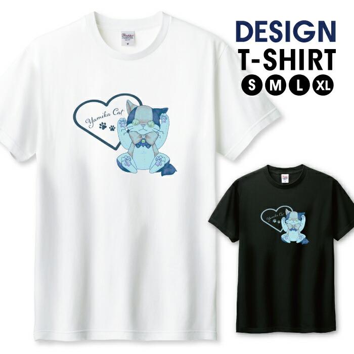Tシャツ メンズ ユニセックス ホワイト ブラック 病みかわ 暗黒 猫
