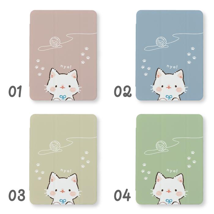 iPad 第9世代 ケース カバー アイパッド iPadケース ねこ 猫 ネコ 白猫