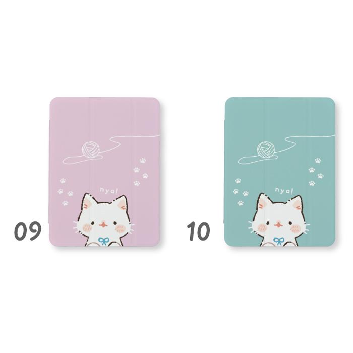 iPad 第9世代 ケース カバー アイパッド iPadケース ねこ 猫 ネコ 白猫