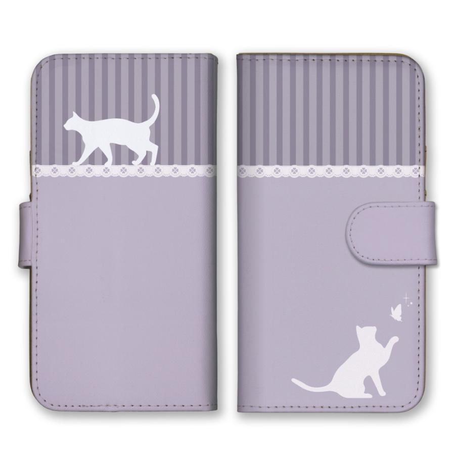 【送料無料】入園入学3点セット(猫ねこ/キャット・くすみパープル) arrows We We3 ケース F-52G M09 Alpha We2 Plus3 手帳型 カバー