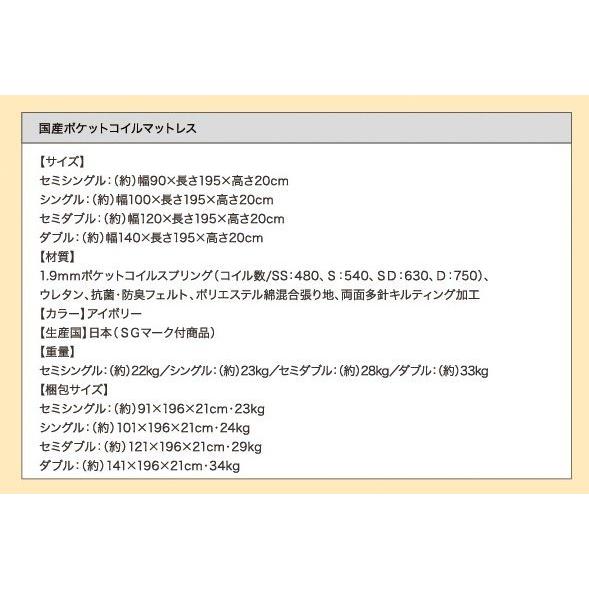 連結ベッド ワイドK260 日本製ポケットコイルマットレス付き_20