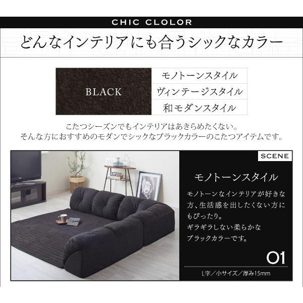 ローソファー こたつ コーナー おしゃれ コの字 190×190cm 厚さ40mm