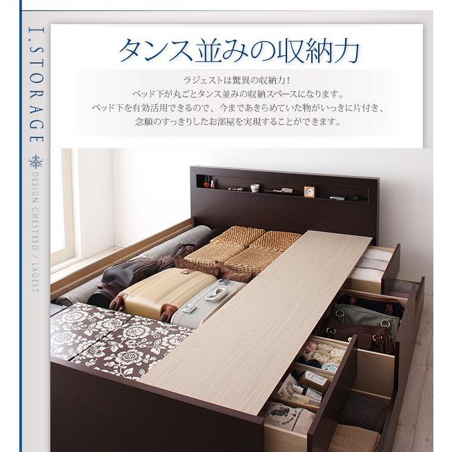 (お客様組立) 収納付きチェストベッド セミシングルベッド マットレス付き 薄型プレミアムポケットコイル_2