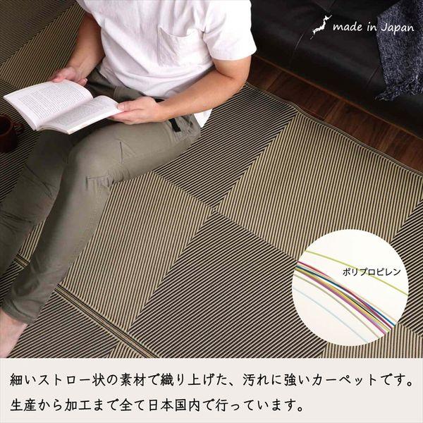 (タイムセール中) ラグマット 江戸間6畳 約261×352cm おしゃれ 洗える ござ ブラック 日本製 除菌スプレー対応 カーペット