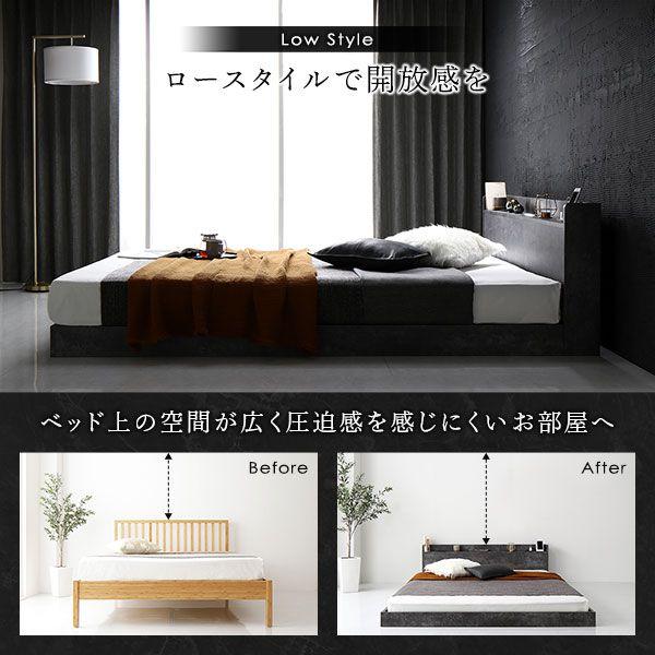 シングルベッド マットレス付き 2層ポケットコイル ローベッド すのこ_2