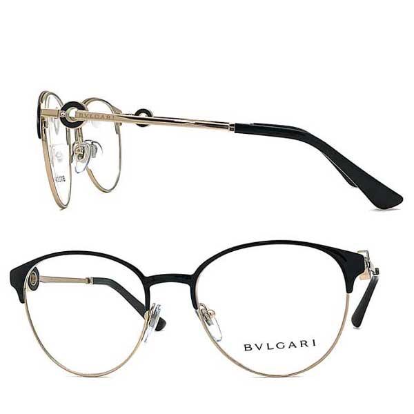BVLGARIブルガリゴールドメタルフレームクリアレンズサングラス　レディース BVLGARI（ブルガリ） メガネフレーム ブランド ブラック×ゴールド 0BV
