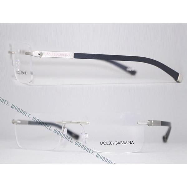 DOLCE&GABBANA D&G ドルチェ＆ガッバーナ メガネフレーム ブランド 縁無し フチなし 1260-05 シルバー DOLCE&GABBANA 横幅13 フレームを含む最大部分