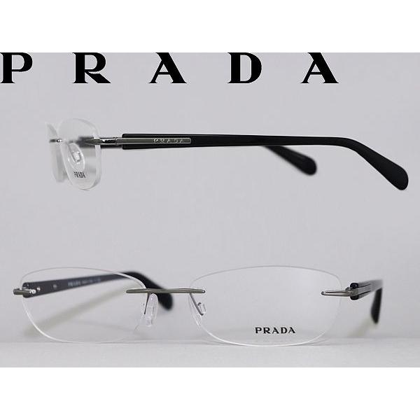PRADA プラダ メガネ フレーム シルバー レンズなし PRADA プラダ メガネフレーム ブランド 縁無し フチなし 0PR-53OV