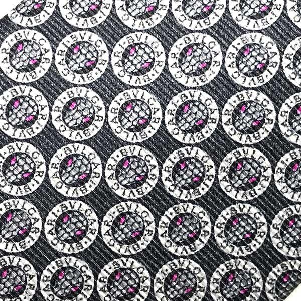 BVLGARI（ブルガリ） ブラック 「LOGO BB SNAKE」 シルクネクタイ