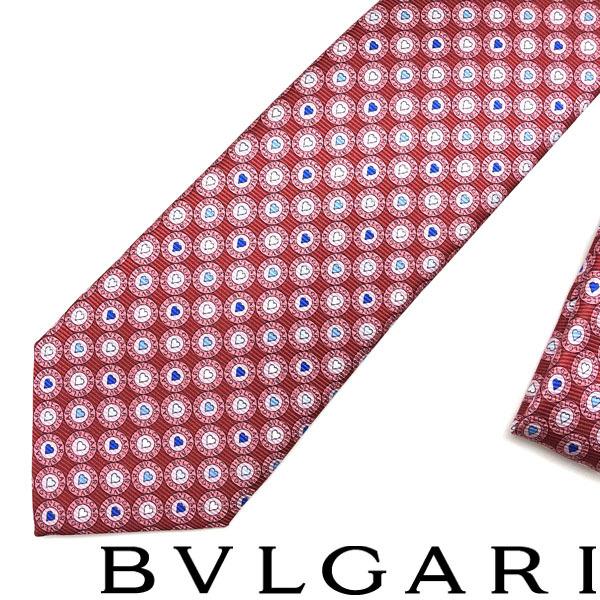 BVLGARI（ブルガリ） ブランド ネクタイ ダークレッド シルク ロゴ