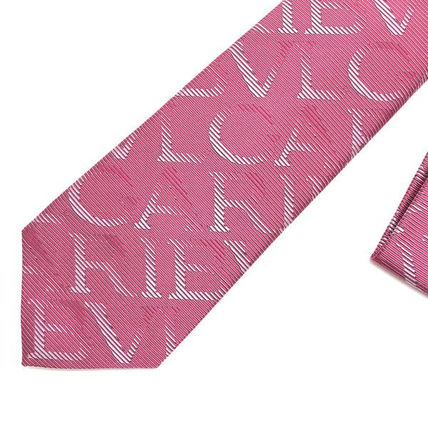 BVLGARI（ブルガリ） ブランド ネクタイ ピンク シルク ロゴマニア