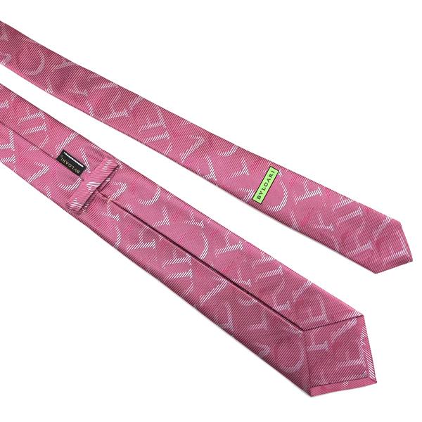 BVLGARI（ブルガリ） ブランド ネクタイ ピンク シルク ロゴマニア