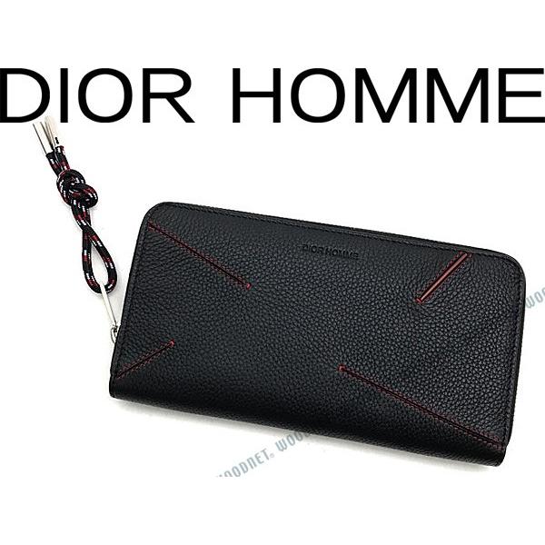Dior HOMME DIOR ディオールオム ブラック×レッド ジップアラウンド長
