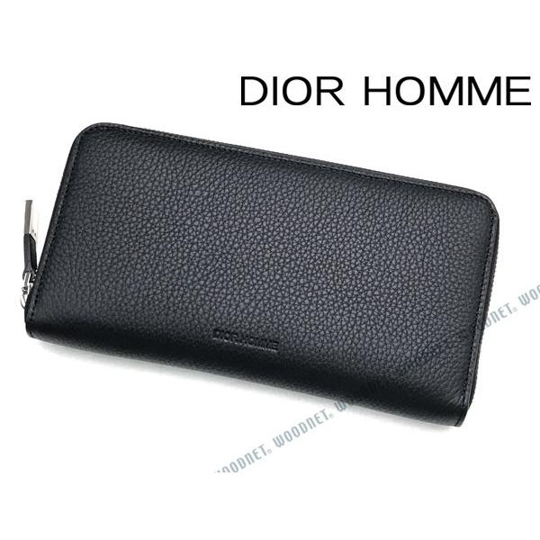 Dior HOMME DIOR 長財布 ディオールオム ブラック 型押しレザー ジップ