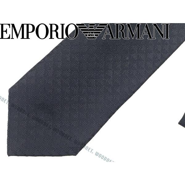 EMPORIO ARMANI エンポリオアルマーニ ネクタイ ロゴ柄 ダークブルー