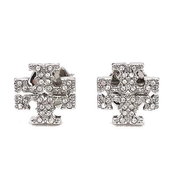 TORY BURCH（トリーバーチ） クリスタルロゴ ピアス シルバー 53423