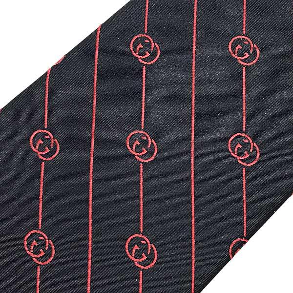 GUCCI（グッチ） ブランド ネクタイ GGロゴ シルク ネイビー×レッド