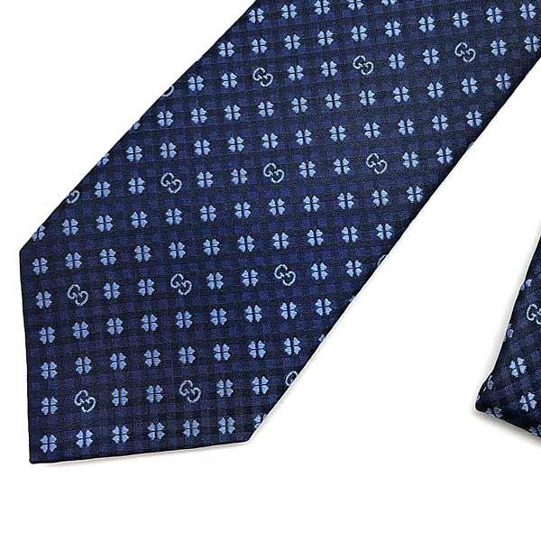 GUCCI（グッチ） ブランド ネクタイ シルク クローバー柄×GGロゴ