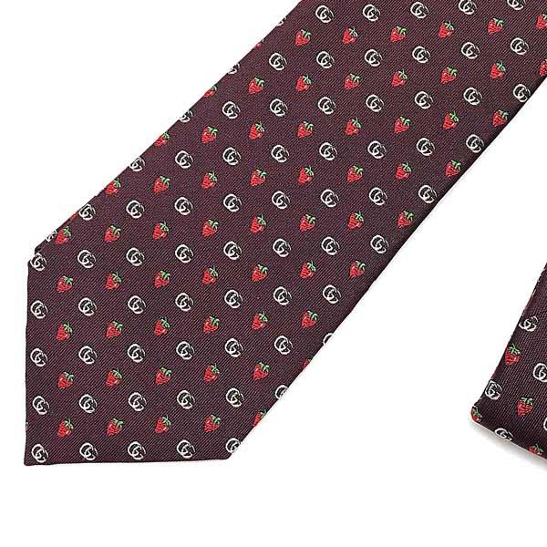 GUCCI（グッチ） ブランド ネクタイ シルク ストロベリー×GGロゴ