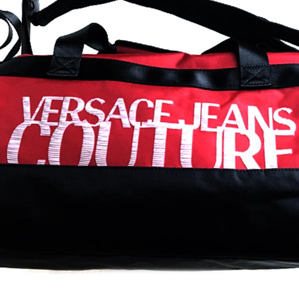 ネット公式店 VERSACE JEANS COUTURE ベルサーチ ヴェルサーチェ ダッフルバッグ ブラック×レッド×ホワイト 73YA4BA3-ZS500-500