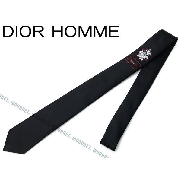 Dior HOMME DIOR ネクタイ ディオールオム ローズ シルク ブラック