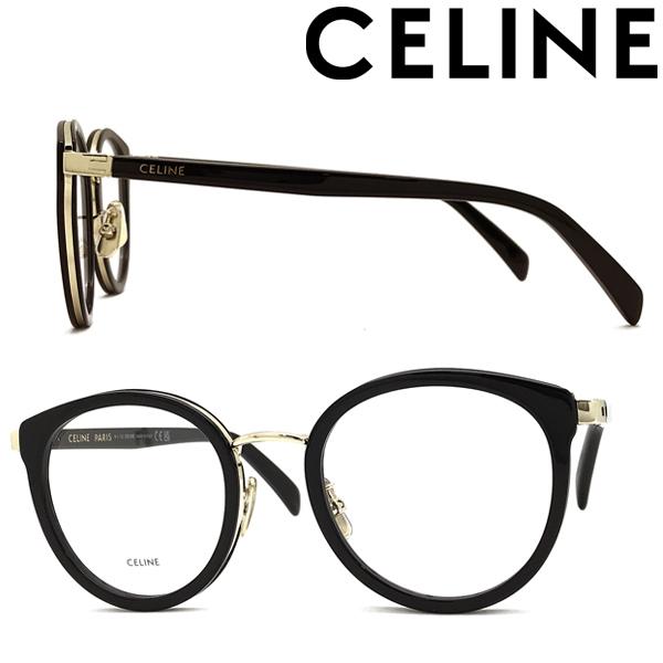 CELINE メガネフレーム ブランド セリーヌ ブラック×シャンパンゴールド 眼鏡 CL-50102U-001